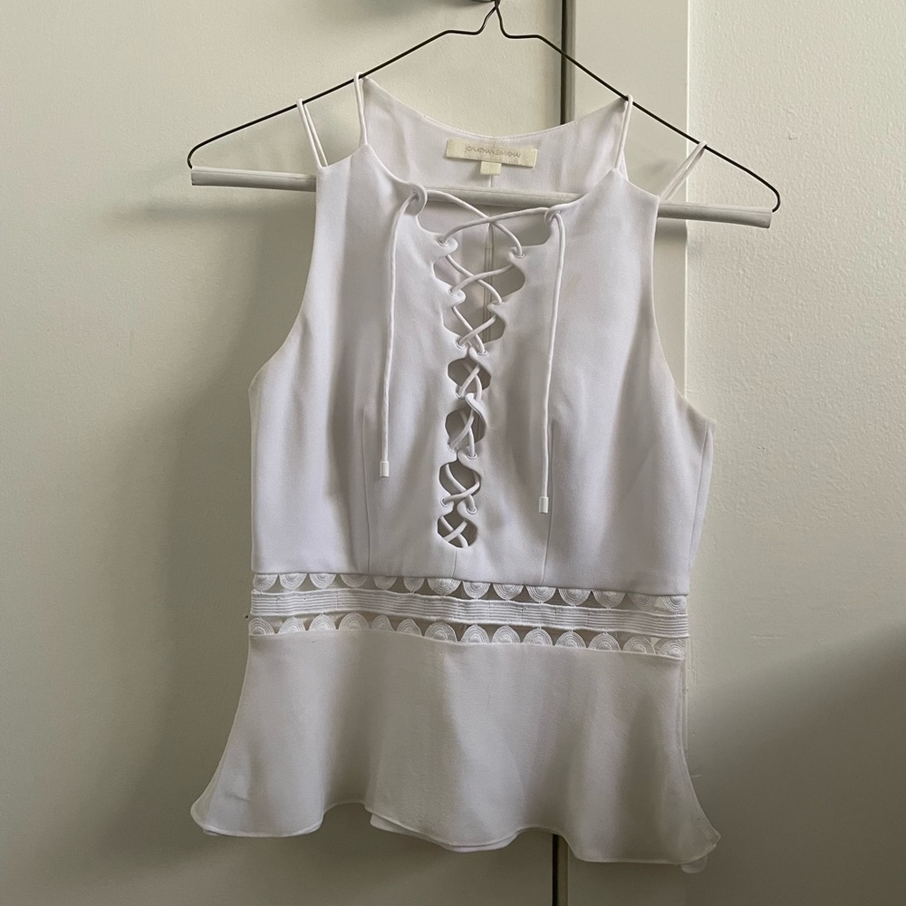 Jonathan Simkhai Lace Up Peplum Top